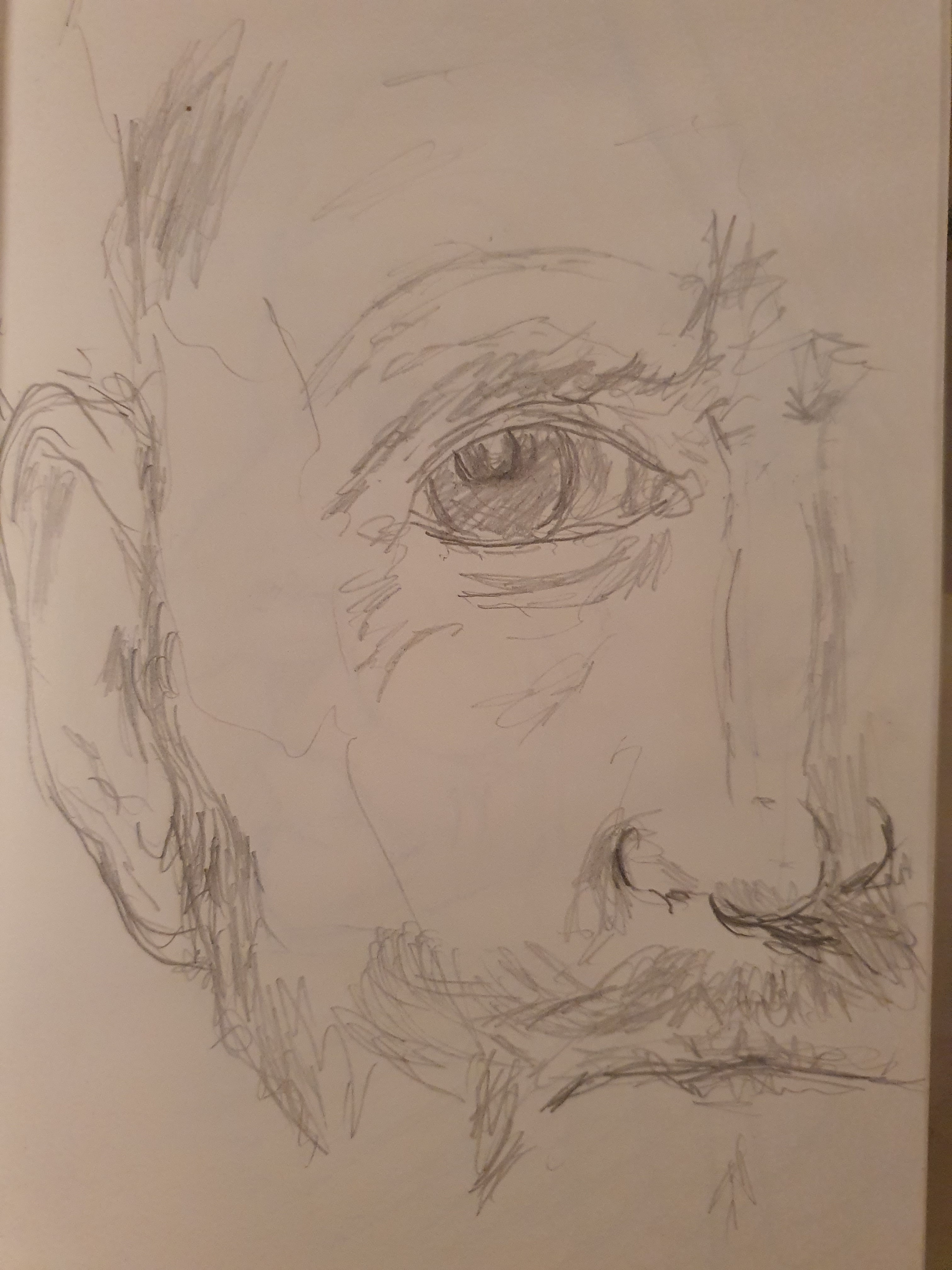Blyantstegning, ansigt, 2019