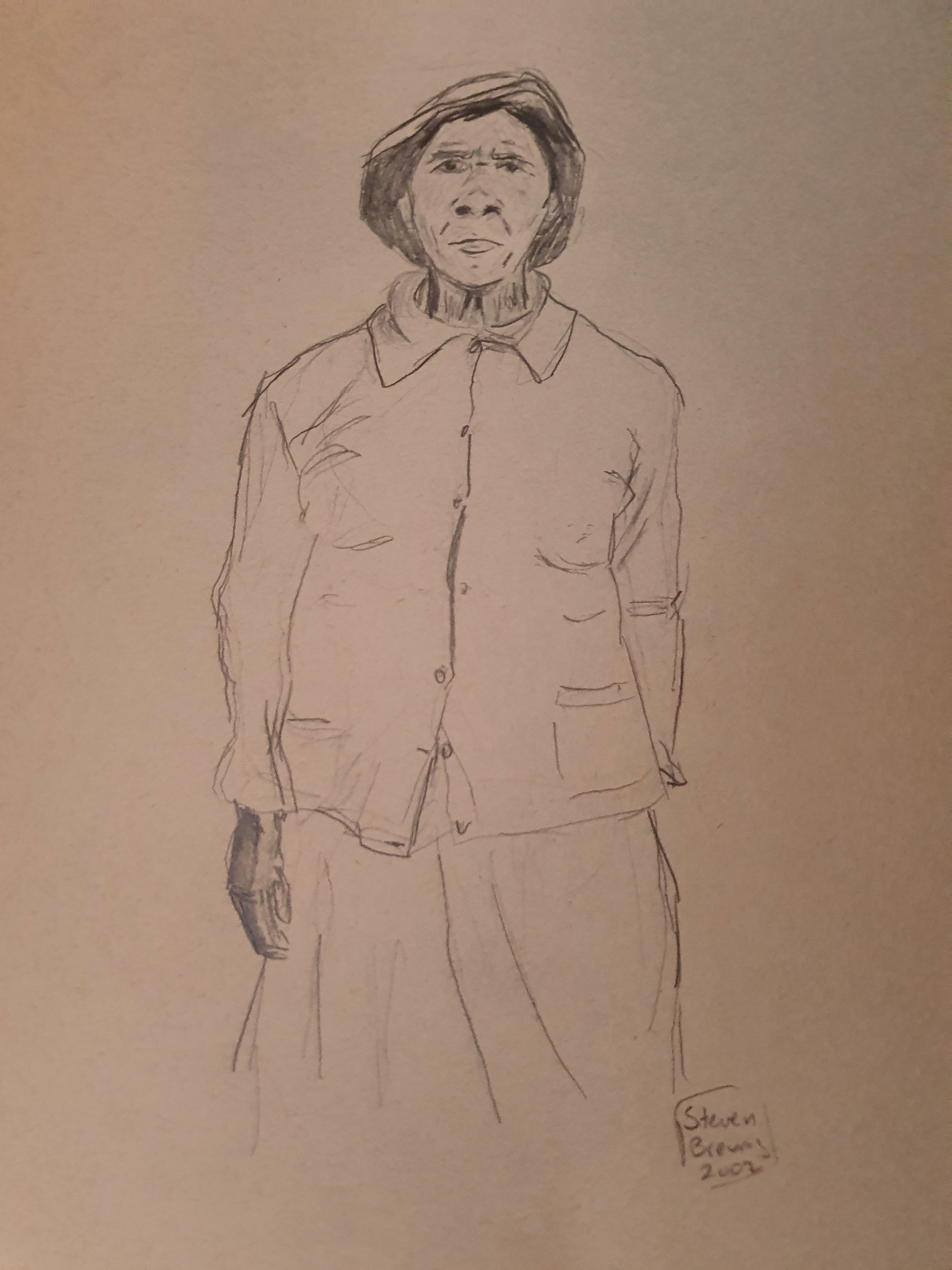 Blyantstegning, portræt efter Eudora Welty, 2002